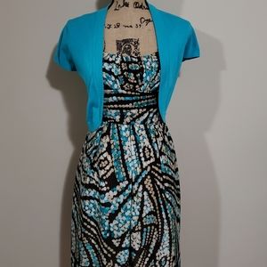 2 Piece Turquoise and Brown Dress